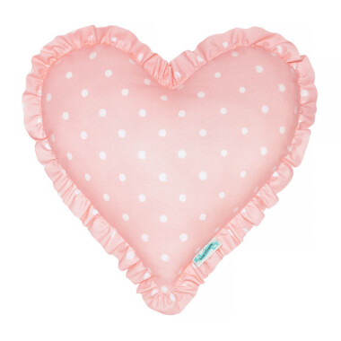 PODUSZKA LOVELY DOTS PINK SERCE Z FALBANKĄ