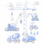 Plac Budowy, Koparka, Walec, Ciężarówka, Dźwig - Naklejki Na Ścianę, Naklejki Dla Dzieci Zestaw XL