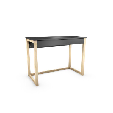 B-DES5_2-COLOR - czarne biurko z szufladami na drewnianych nogach, VERYSIMPL (1)