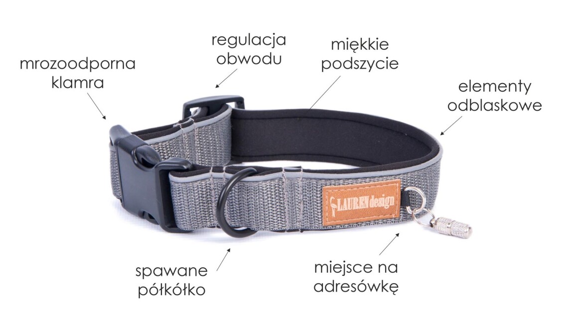 elementy obroży LAUREN design szara