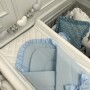 Niebieski rożek dla noworodka/niemowlęcy z falbanką. Wyprawka do szpitala.