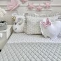 Pikowana szara velvetowa aksamitna miękka miła w dotyku narzuta na łóżko