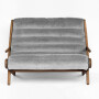 Wygodna szara skandynawska sofa-minimalistyczna designerska, Inteligentny dom, drewniane meble, nowoczesna sofa.