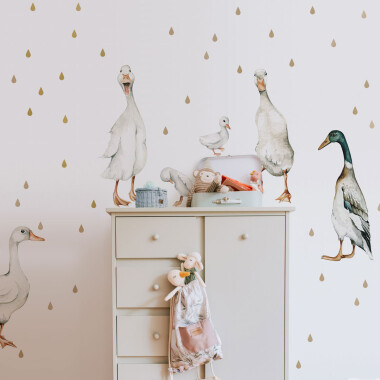 Białe kaczki-naklejki ścienne do pokoju dziecka