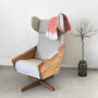 Duży wygodny komfortowy minimalistyczny  okręcany obrotowy fotel uszak. Beżowy fotel, szary fotel, niebieski fotel, czerwony fotel, pomarańczowy fotel.