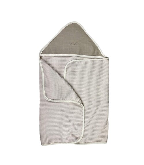 Lniany Zakątek – duży miękki ręcznik kąpielowy 140×70 cm z kapturem Toupe