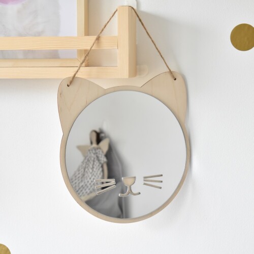 Dekoracja do pokoju dziecka- bezpieczne lustro w kształcie kotka