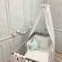 Biały baldachim do łóżeczka niemowlęcego- prezent na baby shower