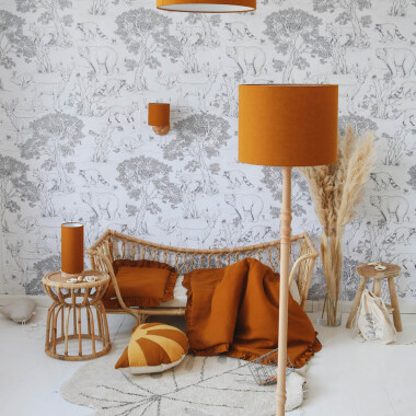 LAMPA PODŁOGOWA LNIANA MUSZTARDOWA 4