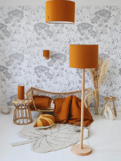 LAMPA PODŁOGOWA LNIANA MUSZTARDOWA 4