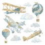 Retro Balony I Samoloty - Naklejki Na Ścianę Dla Dzieci - Zestaw 6