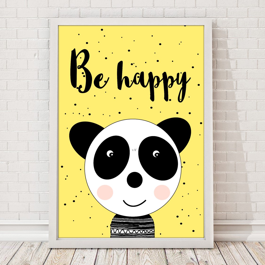 PLAKAT-DLA-DZIECI-panda-żółta-be-happy