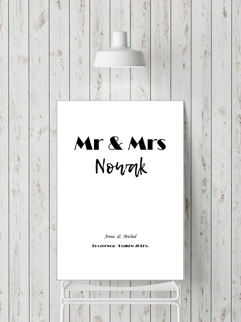 plakat skandynawski personalizowany Mr&Mrs