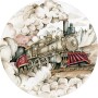 Naklejka na ścianę do pokoju dziecka z autami i pociągami. Motoryzacja-pokój chłopca. Pociąg, lokomotywa.