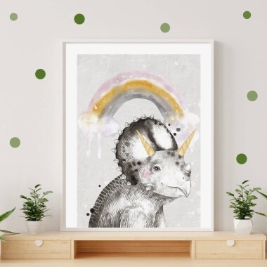 Plakat Happy Simple Dino – Triceratops