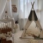 Cyrk – beżowy namiot tipi, namiot dla dzieci z matą podłogową i drewnianym stelażem