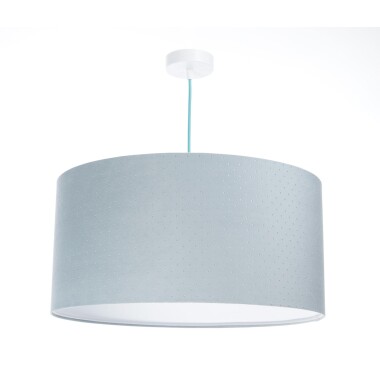 Pikowana lampa wisząca jaśminowa w  kolorze błękitnym  na białym tworzywie PCV.