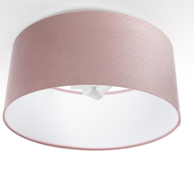 Pikowana lampa plafon jaśminowa w  kolorze pudrowego różu na białym tworzywie PCV.
