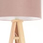 Lampa stojąca trójnóg na drewnianych nogach- różowa