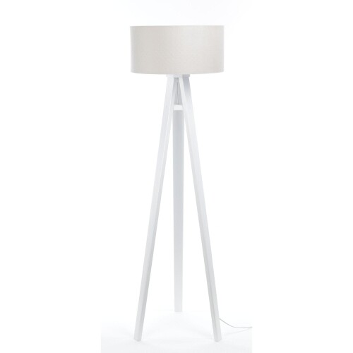 Lampa wysoka trójnóg stojąca, kremowy abażur, nowoczesna lampa elegancka