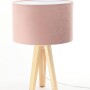 Lampka nocna stołowa pudrowo różowa, drewniane nogi