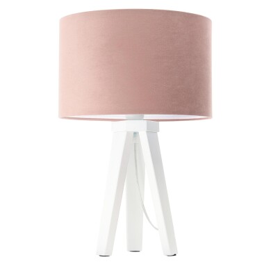 Lampka stołowa / nocna w kolorze pudrowego różu  na białych nogach
