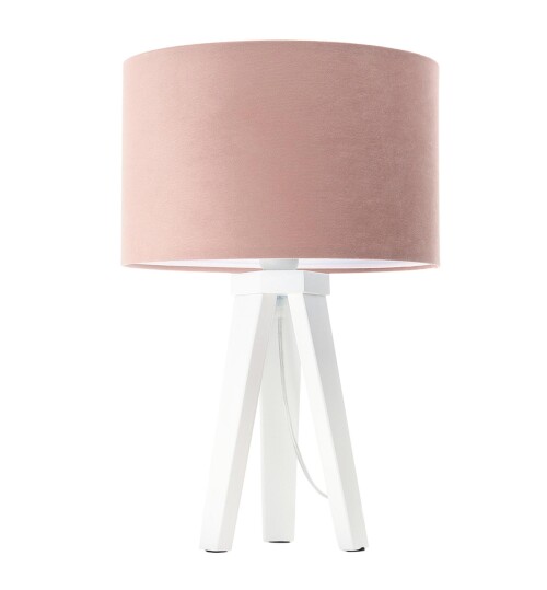 Lampka stołowa / nocna w kolorze pudrowego różu  na białych nogach