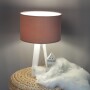 Lampka nocna stołowa pudrowy róż, białe nogi