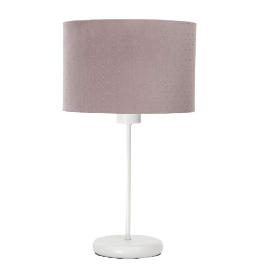 Lampa stojąca na komodę, lampka z różowym abażurem