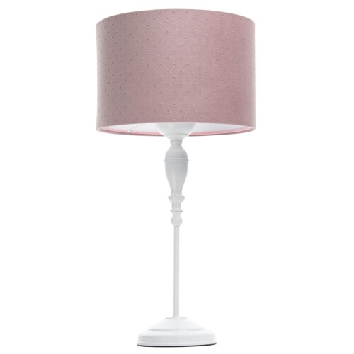 Różowa lampa stojąca na stolik komodę glamour