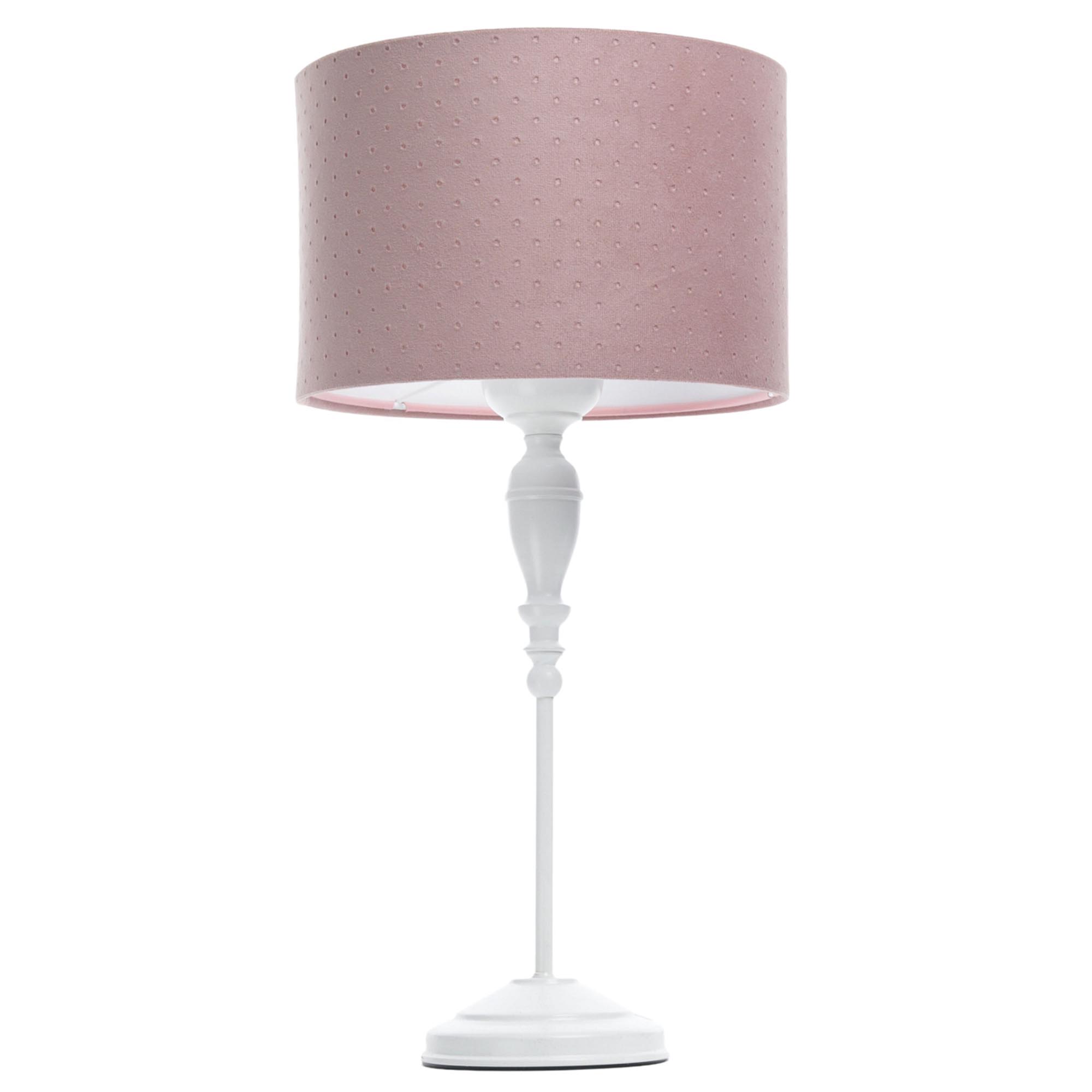 Różowa lampa stojąca na stolik komodę glamour