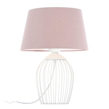 Różowa welurowa lampka elegancka stołowa na komodę w stylu glamour