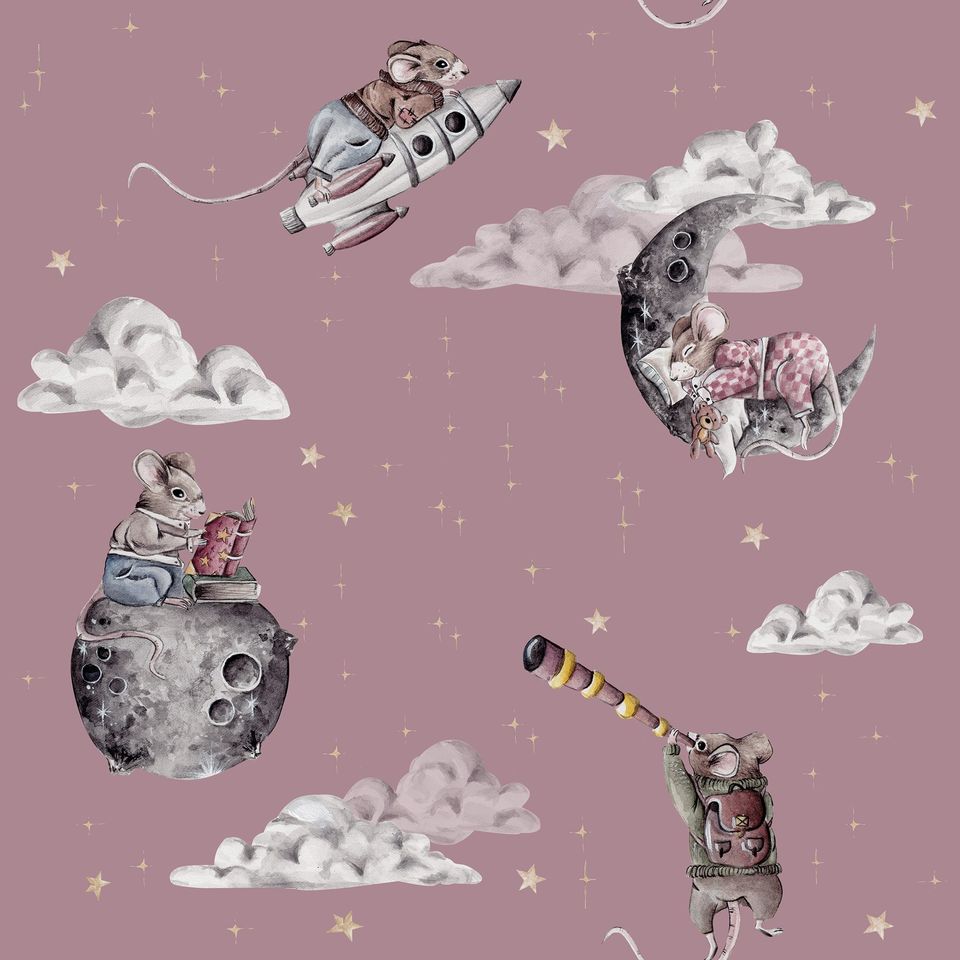 tapeta-cosmic-little-mouse-pink-dekorillo