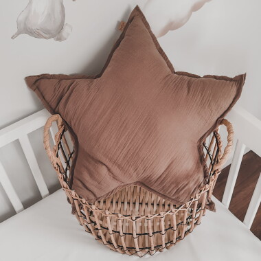 Poduszka dekoracyjna z muślinu GWIAZDKA DUSTY BROWN
