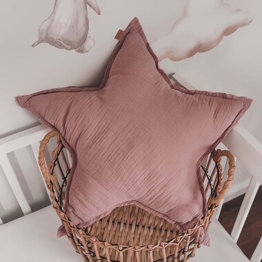 Poduszka dekoracyjna z muślinu GWIAZDKA DUSTY PINK