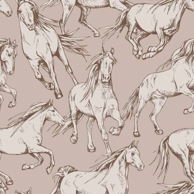 Horses Beige Tapeta