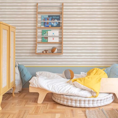 Irregular Stripes Beige White Tapeta