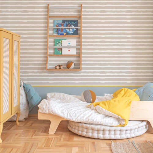 Irregular Stripes Beige White Tapeta