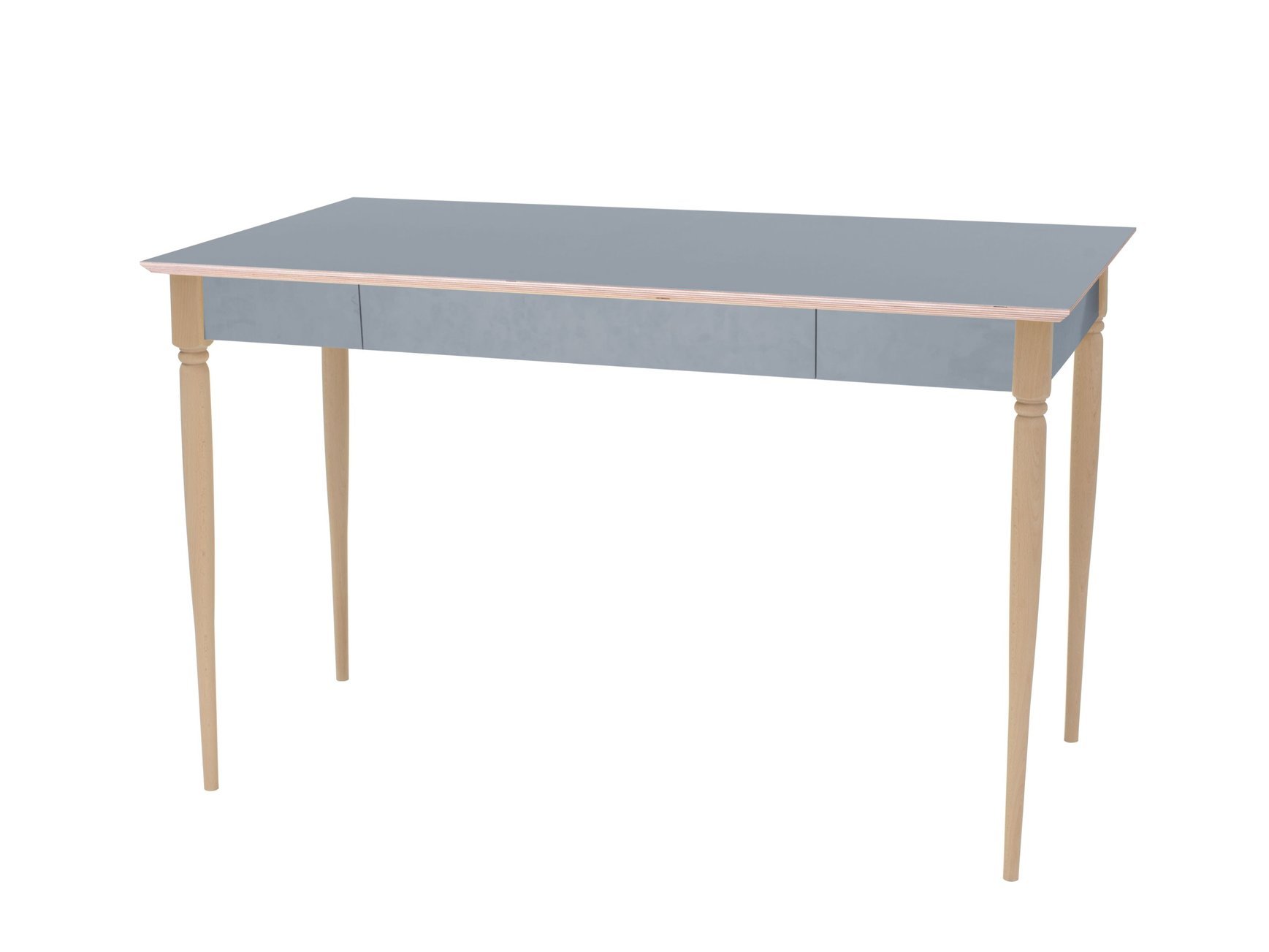 Minimalistyczne, funkcjonalne biurko z dyskretną szufladą idealnie pasuje do domowego biura szare