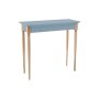 Niebieskie małe biurko do pokoju chłopca- drewniane nogi