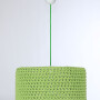 Lampa wisząca żyrandol - pleciona zielona, zrobiona ze sznurka sweterkowa