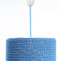 Lampa wisząca żyrandol - pleciona niebieska, zrobiona ze sznurka sweterkowa