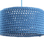 Lampa wisząca żyrandol - pleciona niebieska, zrobiona ze sznurka sweterkowa