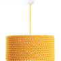 Lampa wisząca żyrandol - pleciona pomarańczowa, zrobiona ze sznurka sweterkowa boho