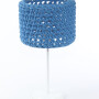 Lampka nocna na stolik- pleciona niebieska, zrobiona ze sznurka sweterkowa