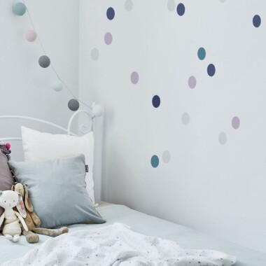 Naklejki kropki na ścianę do pokoju dziecka- confetti