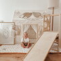 Kremowa wysoka aksamitna lampa stojąca podłogowa z okrągłym abażurem do pokoju dziecka, do sypialni