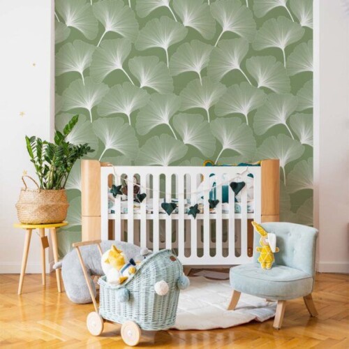 CLASSIC big gingko pattern green Wallpaper