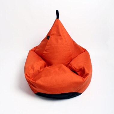 Duży pomarańczowy melanż o fakturze lnu puf, worek sako do siedzenia, siedzisko kolorowe do pokoju dziecka, do medytacji