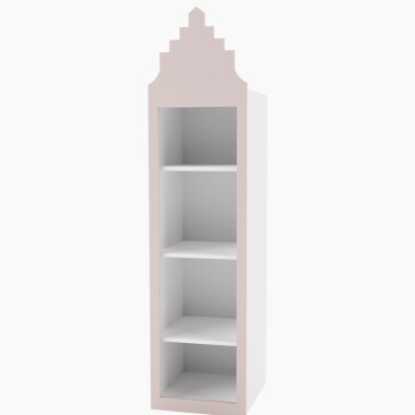 Regał do pokoju dziecka w kształcie domku/ kamieniczki w pastelowych kolorach różowy